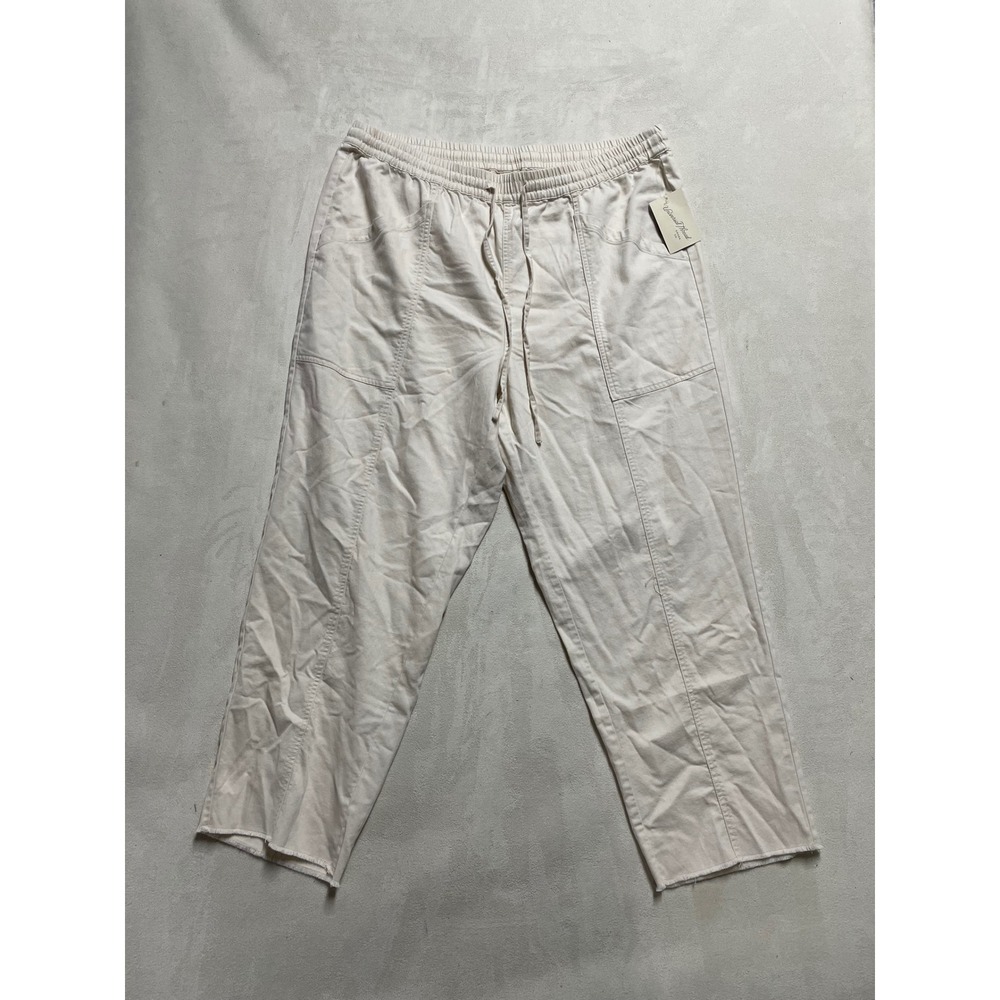 Universal Thread Women XXL White Utility Pants Elastic Waist Drawstring Raw Hem